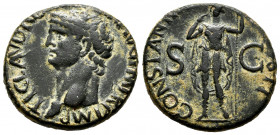 Claudius. Unit. 41-50 AD. Rome. (Ric-95). (Bmcre-140). Anv.: TI CLAVDIV(S CAESAR AV)G P M TR P IMP, bare head to left. Rev.: CONSTAN(TIAE AVGV)STI, Co...