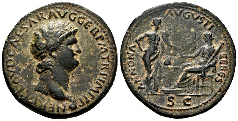 Nero. Sestertius. 65 AD. Lugdunum. (Ric-390). (Bmcre-305). Anv.: NERO CLAVD CAES...