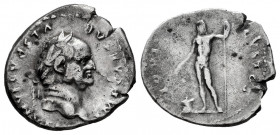 Vespasian. Denarius. 76 AD. Rome. (Ric-849). (Bmcre-276). (Rsc-222). Anv.: IMP CAESAR VESPASIANVS AVG, laureate head right. Rev.: IOVIS CVSTOS, Jupite...