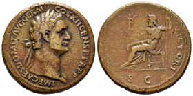 Domitian. Sestertius. 95-96 AD. Rome. (Ric-II 2, 794). (Bmcre-474). Anv.: IMP CAES DOMIT AVG GERM COS XVII CENS PER P P, laureate head to right. Rev.:...