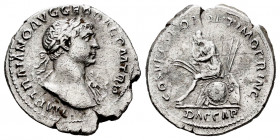 Trajan. Denarius. 103-111 AD. Rome. (Ric-98). (Woytek-283t). (Bmcre-390). Anv.: IMP TRAIANO AVG AVG GER DAC P M TR P, laureate head to right, aegis on...