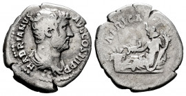 Hadrian. Denarius. 130-133 AD. Rome. (Ric-299). (Bmc-821). Anv.: HADRIANVS AVG COS III P P Laureate and draped bust of Hadrian to right, seen from beh...