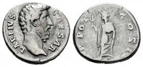 Aelius. Denarius. 137 AD. Rome. (Ric-435). (C-55). (Bmc-979). Anv.: L AELIVS CAESAR Bare head of Aelius to right. Rev.: TR POT COS II Spes advancing l...