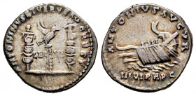 Marcus Aurelius and Lucius Verus. Marc Antony restitution issue. Denarius. 168 AD. Rome. (Ric-443). (Rsc-83). Anv.: ANTONINVS ET VERVS AVG REST, Aquil...