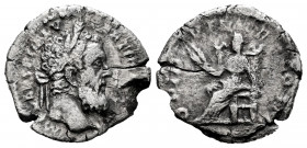 Pertinax. Denarius. 193 AD. Rome. (Ric-IV 8a). (Bmcre-19/20). (Rsc-33). Anv.: IMP CAES P HELV PERT(IN AVG), laureate head to right. Rev.: OPI DIVIN TR...