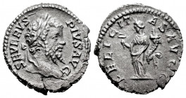 Septimius Severus. Denarius. 205 AD. Rome. (Spink-6273). Rev.: FELICITAS AVGG. Felicitas standing left with caduceus and cornucopie. Ag. 3,30 g. Choic...