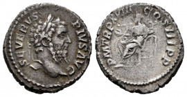 Septimius Severus. Denarius. 210 AD. Rome. (Ric-236). (Bmcre-20). (Rsc-548). Anv.: SEVERVS PIVS AVG, laureate head right. Rev.: P M TR P XVIII COS III...