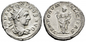 Elagabalus. Antoninianus. 218-222 AD. Rome. (Ric-149). (Rsc-280). Rev.: TEMPORVM FELICITAS, Felicitas standing left, holding caduceus and cornucopiae....