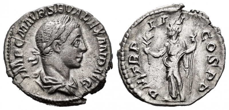 Severus Alexander. Denarius. 224 AD. Rome. (Ric-40). Rev.: P M TR P III COS P P,...