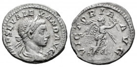 Severus Alexander. Denarius. 228-231 AD. Rome. (Ric-215). (Rsc-560). Rev.: VICTORIA AVG, Victory running right, holding wreath and palm. Ag. 2,79 g. C...