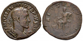 Maximinus I. Sestertius. 235-236 AD. Rome. (Ric-64). Anv.: MAXIMINVS PIVS AVG GERM, laureate, draped and cuirassed bust right . Rev.: SALVS AVGVSTI, S...