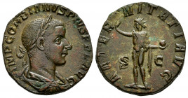 Gordian III. Sestertius. 240 AD. Rome. (Ric-297a). Anv.: IMP GORDIANVS PIVS FEL AVG. Laureate, draped and cuirassed bust right. Rev.: AETERNITATI AVG....