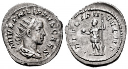 Philip II. Antoninianus. 244-246 AD. Rome. (Ric-218d). (Rsc-48). Anv.: M IVL PHILPPVS CAES, radiate, draped and cuirassed bust right. Rev.: PRINCIPI I...