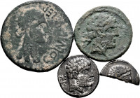 Lot of 4 Iberian coins, 1/2 denarius of Arekoratas, unit Belikiom, unit Celsa and denarius of Bolskan. TO EXAMINE. F/Choice F. Est...100,00. 


 SP...