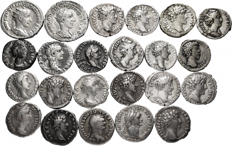 Lot of 23 silver coins from the Roman Empire, 21 denarius and 2 antoninians. TO ...