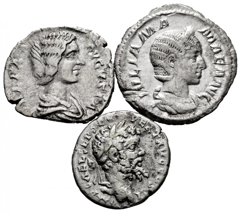 Lot of 3 denarius, Julia Domna, Julia Mamaea and Septimius Severus. TO EXAMINE. ...