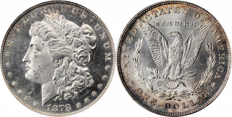 Morgan Silver Dollar

1878 Morgan Silver Dollar. 8 Tailfeathers. VAM-4. Dentic...