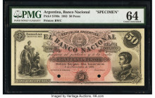 Argentina Banco Nacional 50 Pesos 5.11.1881 Pick S700s Specimen PMG Choice Uncirculated 64. Two POCs.

HID09801242017

© 2020 Heritage Auctions | All ...
