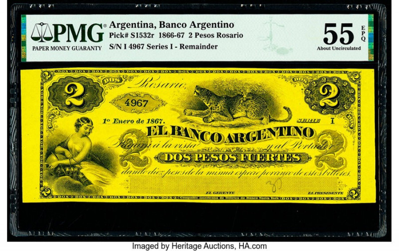 Argentina Banco Argentina 2 Pesos 1.1.1867 Pick S1532r Remainder PMG About Uncir...