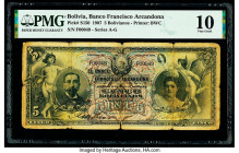 Bolivia Banco Francisco Argandona 5 Bolivianos 1.1.1907 Pick S150 PMG Very Good 10. 

HID09801242017

© 2020 Heritage Auctions | All Rights Reserved