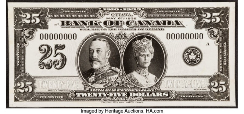Canada Bank of Canada $25 6.5.1935 Pick UNL (BC-11) Commemorative Issue Photogra...
