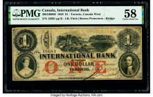 Canada Toronto, CW- International Bank of Canada $1 15.9.1858 Ch.# 380-10-10-08 PMG Choice About Unc 58. Small tears.

HID09801242017

© 2020 Heritage...