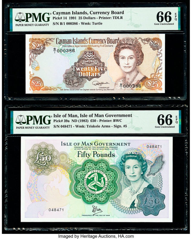 Cayman Islands Currency Board 25 Dollars 1991 Pick 14 PMG Gem Uncirculated 66 EP...