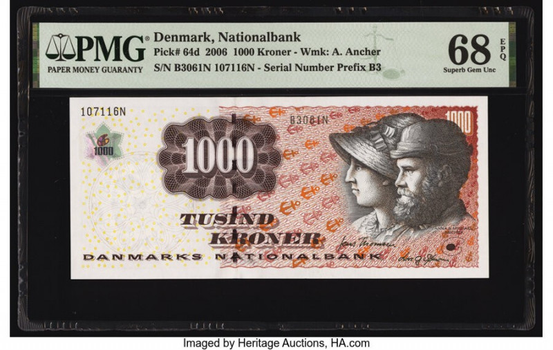 Denmark National Bank 1000 Kroner 2006 Pick 64d PMG Superb Gem Unc 68 EPQ. 

HID...