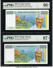 Djibouti Banque Nationale de Djibouti 10,000 Francs ND (1999); ND (2005) Pick 41a; 45 Two Examples PMG Superb Gem Unc 67 EPQ; Gem Uncirculated 66 EPQ....