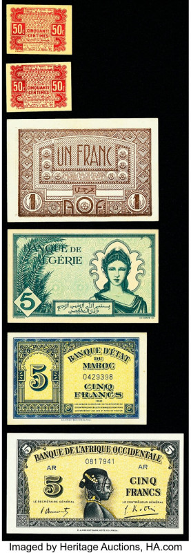 French West Africa, Morocco and Algeria Group of 6 Examples Extremely Fine-Crisp...