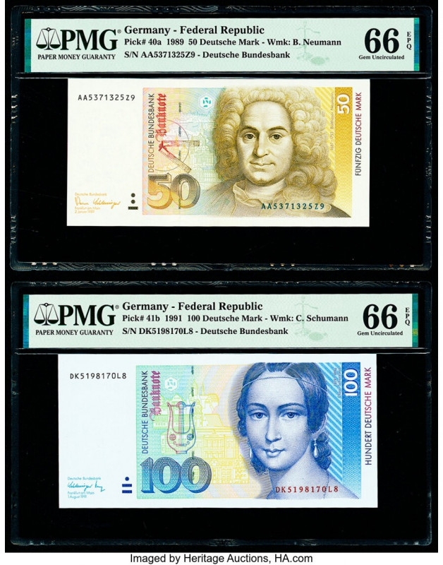 Germany Federal Republic Deutsche Bundesbank 50; 100 Deutsche Mark 1989; 1991 Pi...