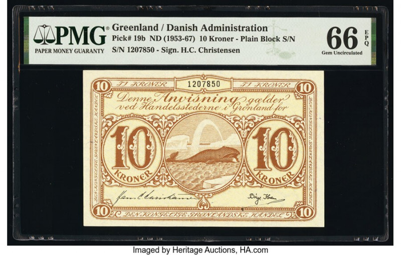 Greenland Danish Administration 10 Kroner ND (1953-67) Pick 19b PMG Gem Uncircul...