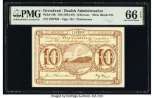 Greenland Danish Administration 10 Kroner ND (1953-67) Pick 19b PMG Gem Uncirculated 66 EPQ. 

HID09801242017

© 2020 Heritage Auctions | All Rights R...