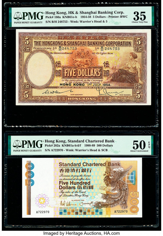 Hong Kong Hongkong & Shanghai Banking Corp. 5 Dollars 1954-58 Pick 180a KNB61 PM...