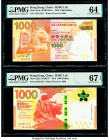 Hong Kong Hongkong & Shanghai Banking Corp. Ltd. 1000 Dollars 2010; 2018 Pick 216a; 222a Two Examples PMG Choice Uncirculated 64; Superb Gem Unc 67 EP...