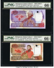 Madagascar Banky Foiben'I Madagasikara 500 Francs = 100 Ariary; 1000 Francs = 200 Ariary ND (1988-93) Pick 71s; 72s Two Specimen PMG Gem Uncirculated ...