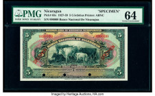 Nicaragua Banco Nacional 5 Cordobas 1927-39 Pick 65s Specimen PMG Choice Uncirculated 64. Cancelled with 3 punch holes. 

HID09801242017

© 2020 Herit...