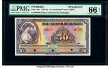 Nicaragua Banco Nacional 50 Cordobas 1929-39 Pick 68s Specimen PMG Gem Uncirculated 66 EPQ. Cancelled with 3 punch holes. 

HID09801242017

© 2020 Her...