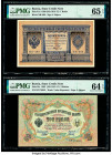 Russia State Credit Note (2); Government Bank 1; 3; 1000 Ruble 1898 (ND 1903-09) (2); 1919 Pick 1d; 9c; S418b Three Examples PMG Gem Uncirculated 65 E...