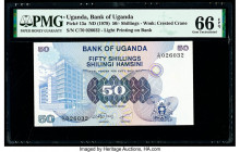 Uganda Bank of Uganda 50 Shillings ND (1979) Pick 13a PMG Gem Uncirculated 66 EPQ. Scarce light printing variety.

HID09801242017

© 2020 Heritage Auc...