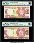 Vanuatu Central Bank of Vanuatu 5000 Vatu ND (1989); ND (1993) Pick 4; 7 Two Examples PMG Gem Uncirculated 66 EPQ (2). 

HID09801242017

© 2020 Herita...