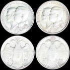 GREECE: Set of 30 Drachmas (1964) (Bern Mint) + 30 Drachmas (1964) (Kongsberg Mint) in silver (0,835) with conjoined busts of King Constantine II and ...