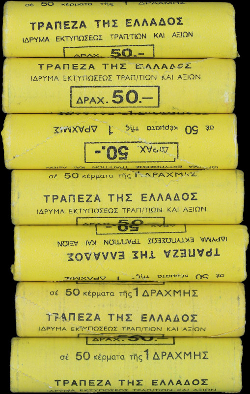GREECE: Seven rolls of which each contains 50x 1 Drachma of 1984 made of nickel-...