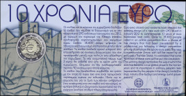 GREECE: 2 Euro (2012) in bi-metallic commemorating the 10 years of Euro currency. Inside official coincard blister. (KM 245). Brilliant Uncirculated.