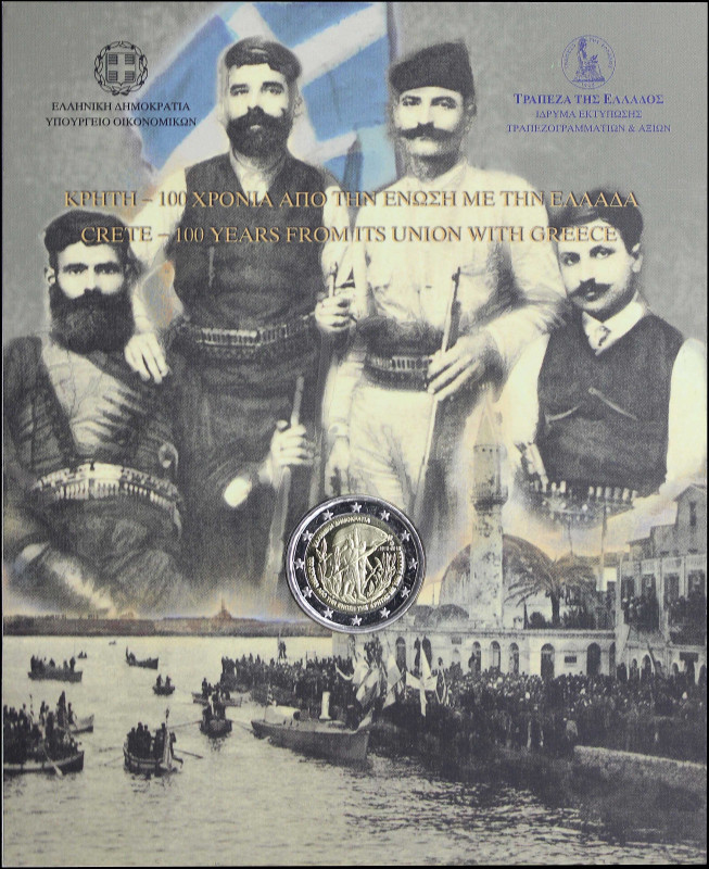 GREECE: 2 Euro (2013) in bi-metallic commemorating Crete and the 100 years from ...