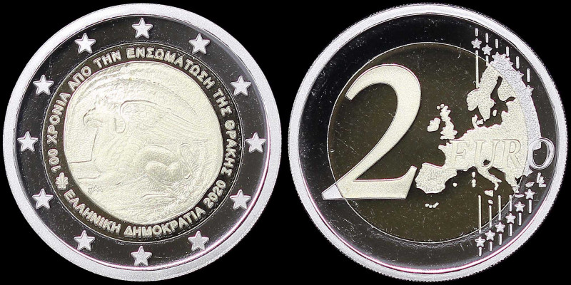GREECE: 2 Euro (2020) in bi-metallic, commemorating 100 years since the union of...