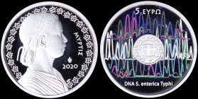 GREECE: 5 Euro (2020) in silver (0,925) commemorating Myrtis {eleven-year old girl who died in the Plague of Athens (430-426 BC) during the Peloponnes...