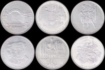 GREECE: 3 sets of the 6 different 500 Drachmas (2000) in copper-nickel from the 2004 Athens Olympic Games series (total 30 coins). (Hellas 345+346+347...