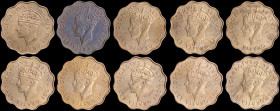 CYPRUS: 10x 1/2 Piastre (1949) in bronze with crowned head of King George VI facing left. (KM 29) & (Fitikides 75). Uncirculated.