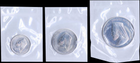 CYPRUS: Complete set of 3 coins (1974) in silver (0,925) including 3 Pounds, 6 Pounds & 12 Pounds, commemorating Archbishop Makarios. Inside their off...